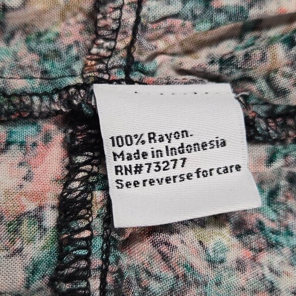 Nine West Sleeveless Floral Dress S Black Pink Green 100% Rayon Ruffle Hem Boho - Picture 7 of 9